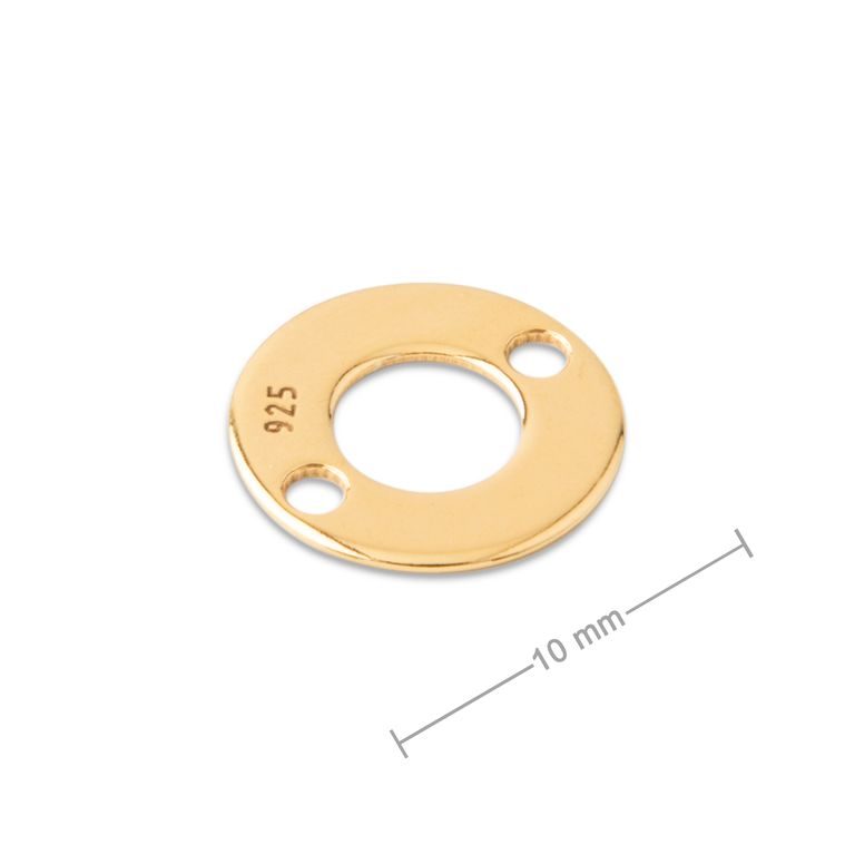 Piesă legătură rotundă din argint 10mm placată cu aur de 24K nr.769