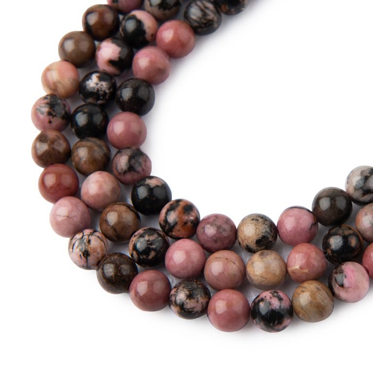 Black Veined Rhodonite beads 6mm