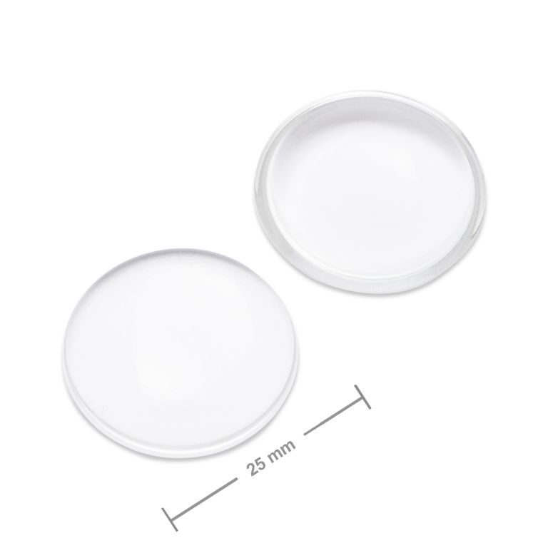 Skleněný kabošon 25 mm transparentní