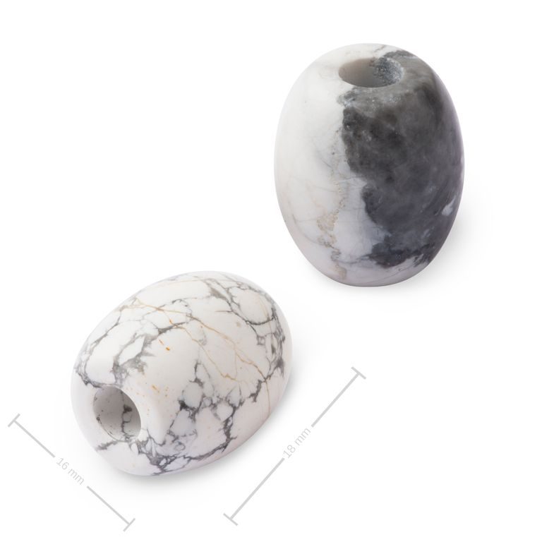 Mineral White Howlite barrel bead with large hole for Macramé 18x16mm