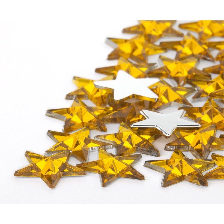 Acrylic glue-on stones star 15mm yellow