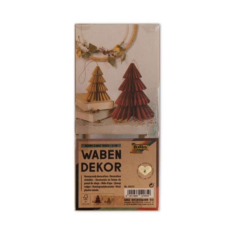 Paper decorations in the shape of a Christmas tree in red and brown 2pcs