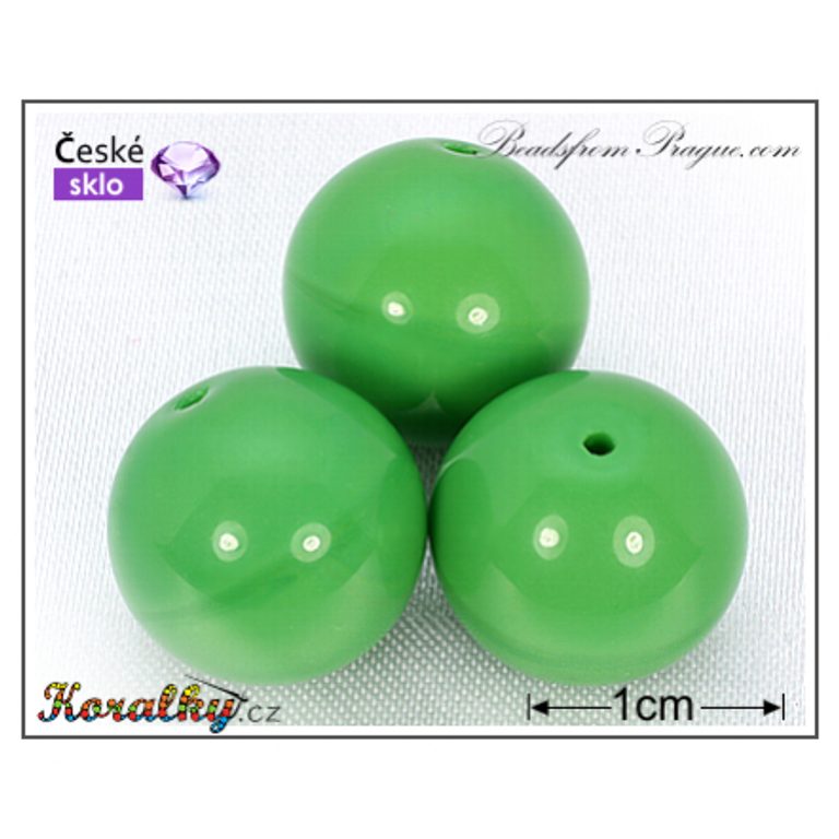 Czech glass pressed bead round 14mm green No.56