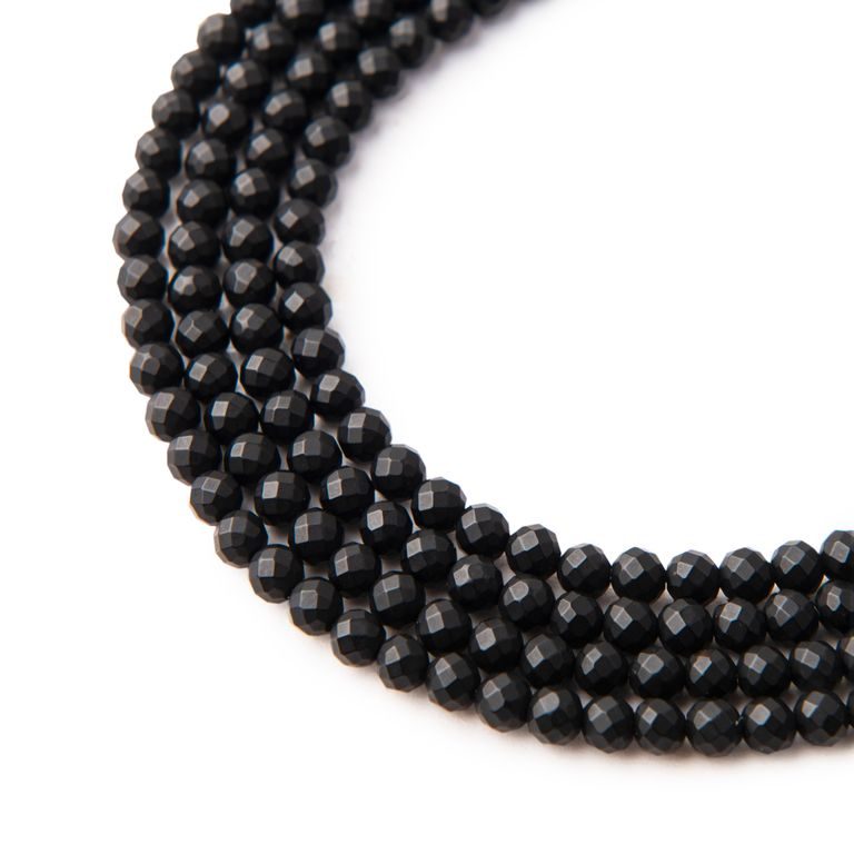 Black onyx 4 mm faceted matte