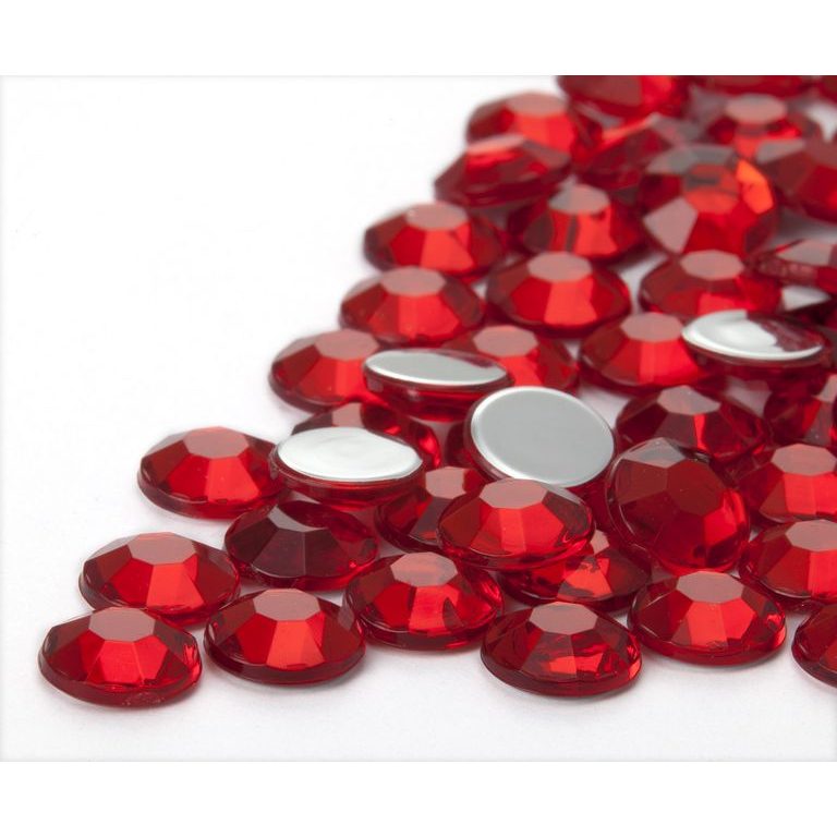 Acrylic glue-on stones round 8mm red