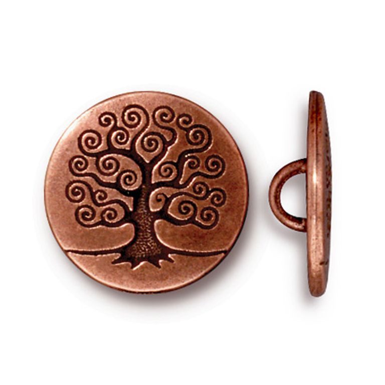 TierraCast button Tree Of Life antique copper