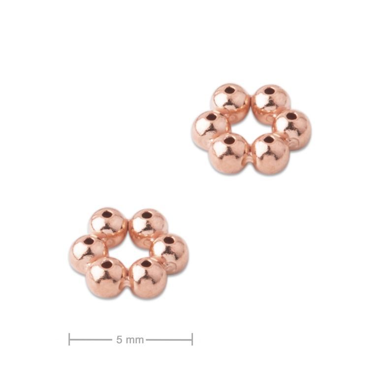 Distanțier rotund din argint 5x2mm placat cu aur roz de 18K nr.715