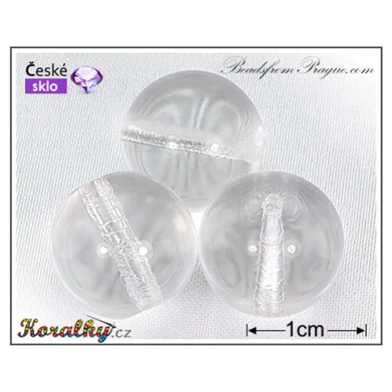 Czech glass pressed bead round 14mm transparent No.2