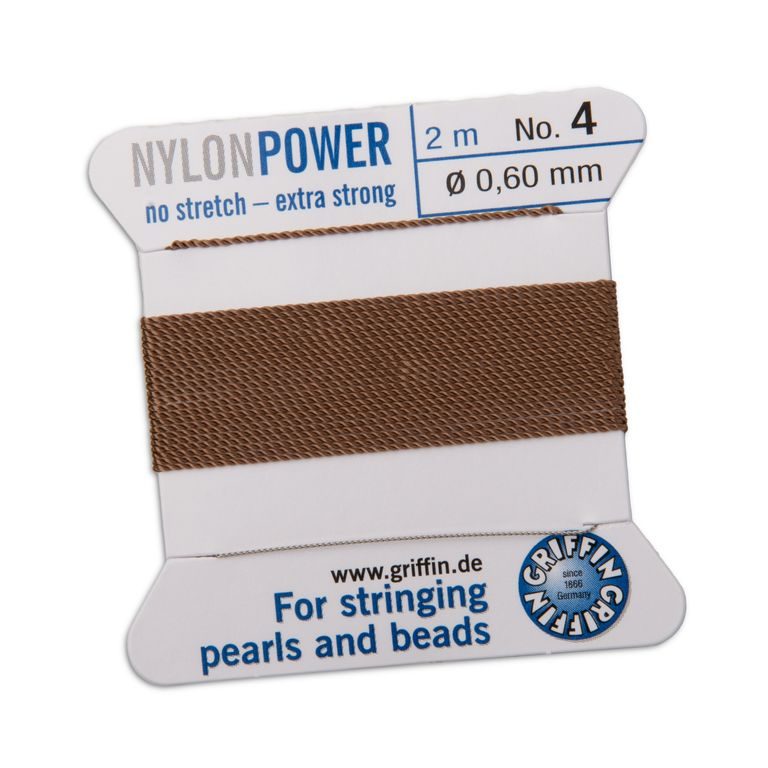 Griffin nylonová nit Nylon power s jehlou 0,6 mm/2 m béžová