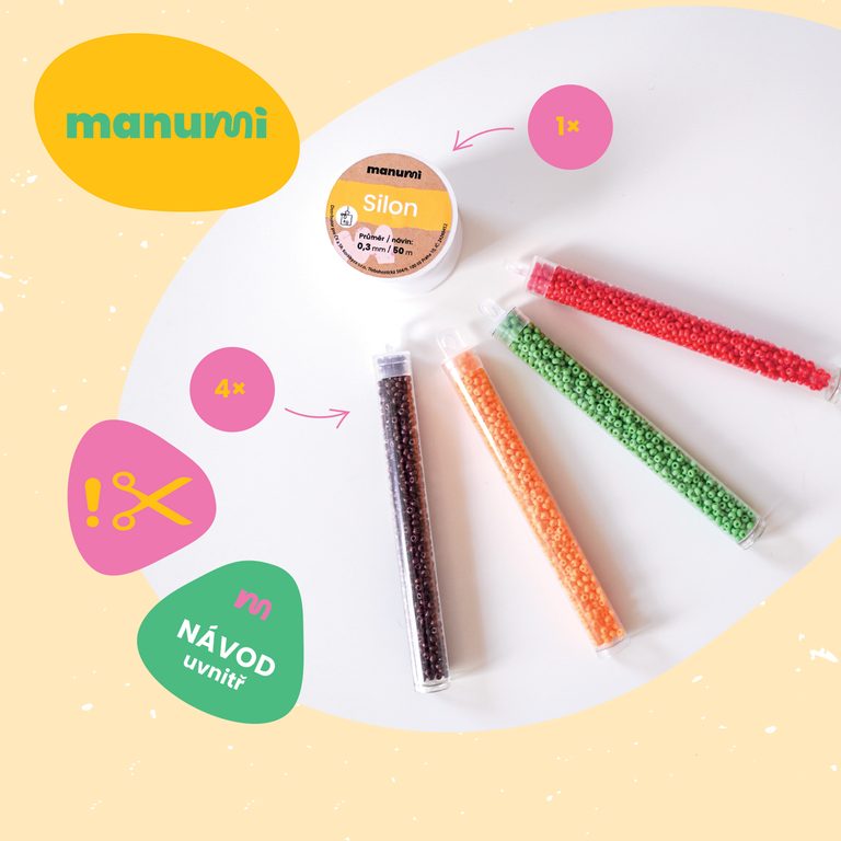 Set creativ Manumi pentru realizarea de animale din mărgele Preciosa cu motive de junglă