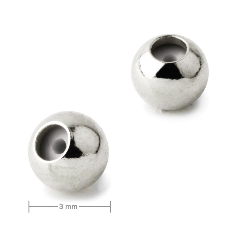 Metal bead with silicone core 3 mm platinum