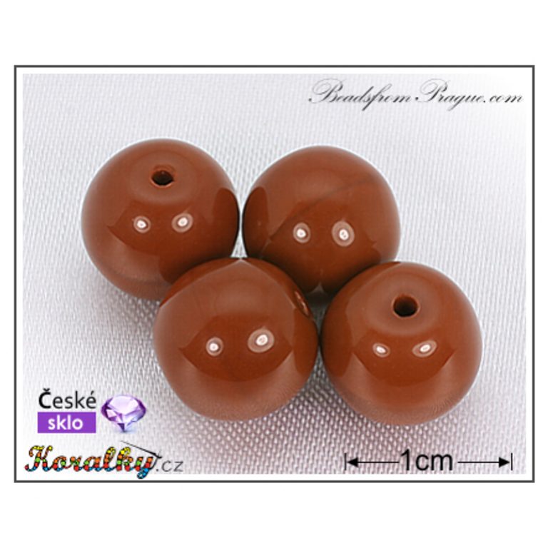 Czech glass pressed bead round 10mm brown No.103