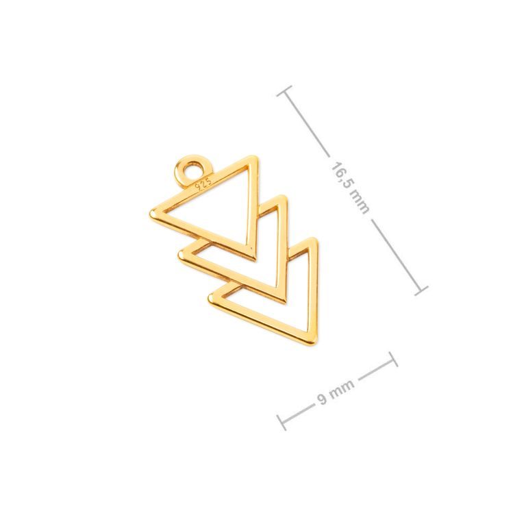 Silver pendant triangles gold plated No.937