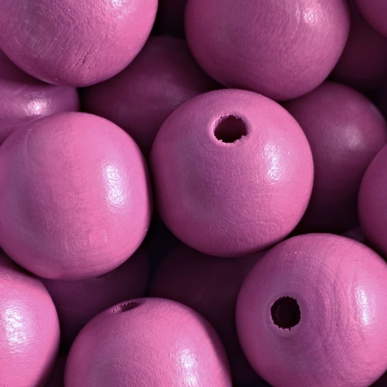 Czech wooden beads round 18mm pink No.113