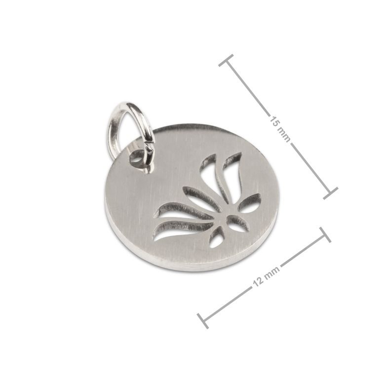 Přívěsek z chirurgické oceli medailon lotos 12 mm