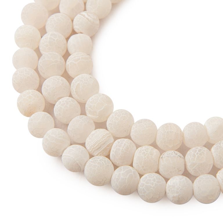 Crackle White Agate beads matte 8mm
