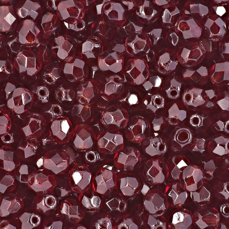 Broušené korálky 4mm Ruby