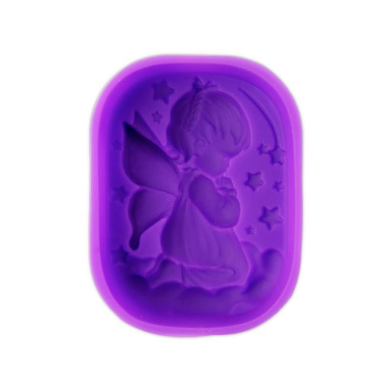 Silicone mould for casting soap mass with an angel design