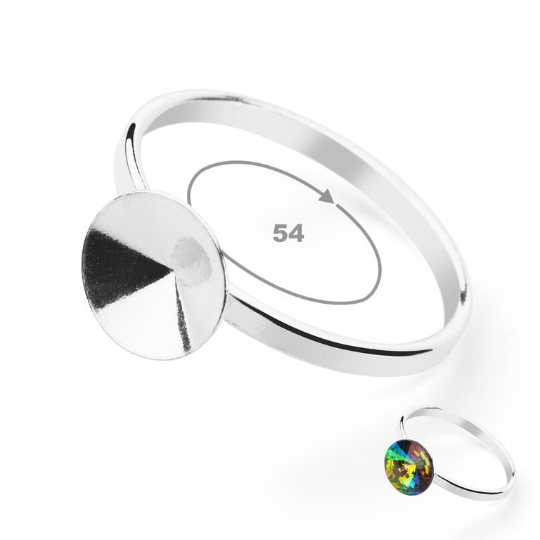 Sterling silver 925 ring base for SWAROVSKI 1122 8mm size 54 No.155