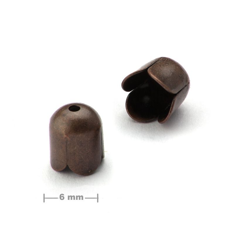 Tulip bead cap 6mm antique copper