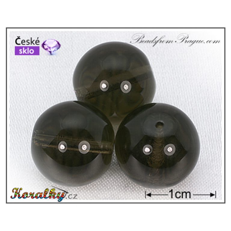 Czech glass pressed bead round 14mm gray transparent No.110