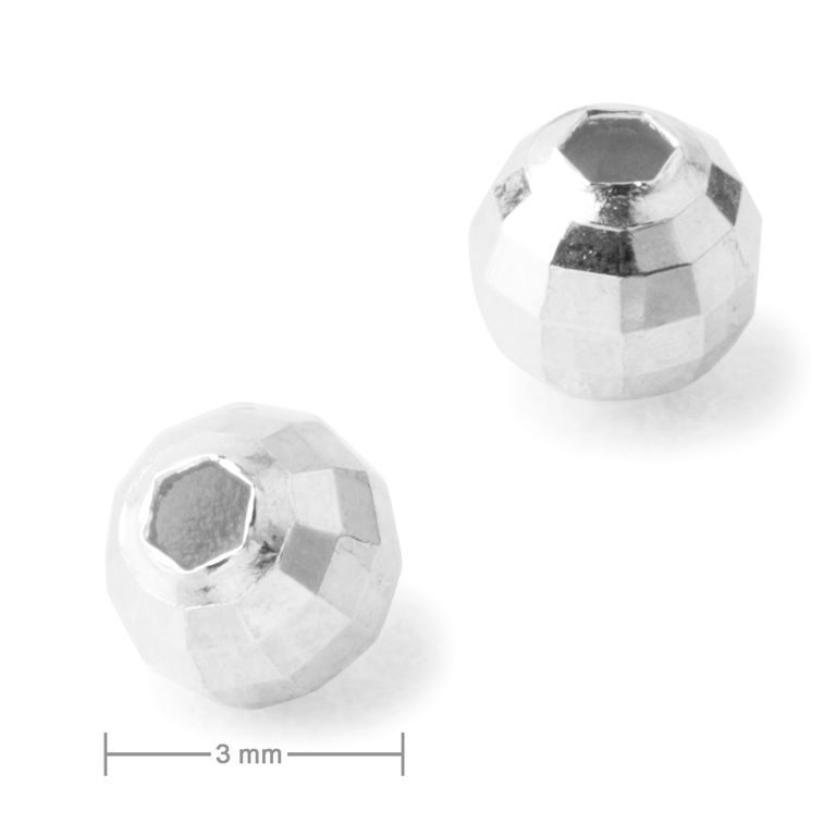 Metal bead diamond cut 3 mm silver