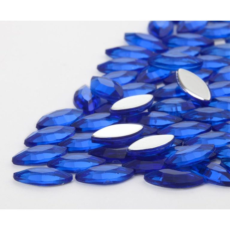 Acrylic glue-on stones navette 5x10mm blue