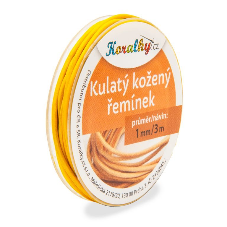 Okrúhly kožený remienok 1mm/3m žltý č.2