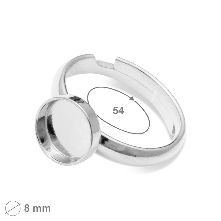Bază argintie pentru inel cu camă 8mm nr.1251