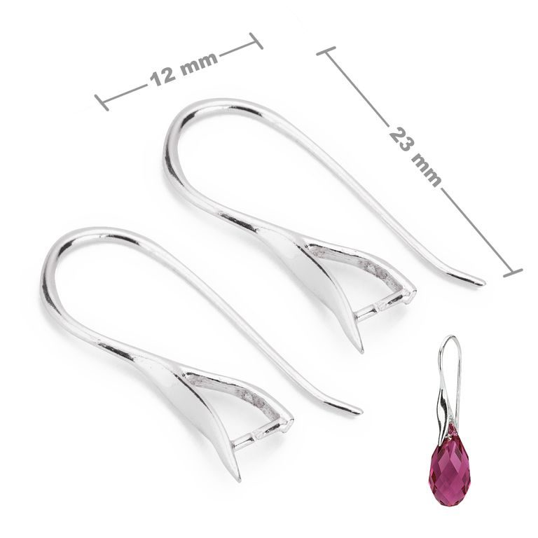 Sterling silver 925 open earring hook 23x12mm No.19