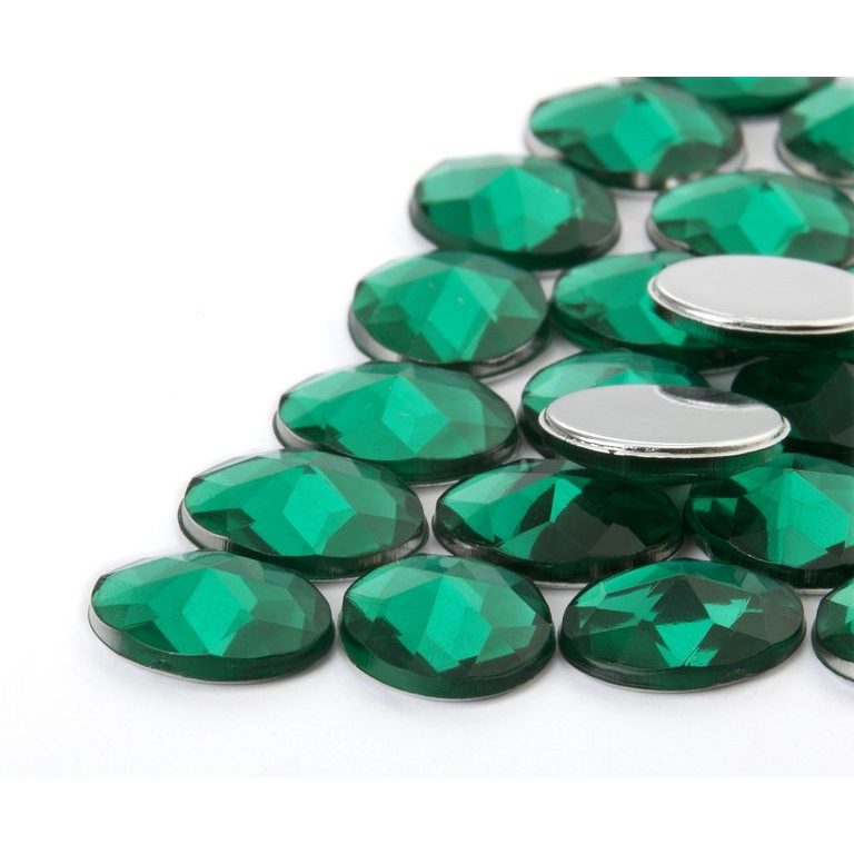 Acrylic glue-on stones oval 10x12mm green