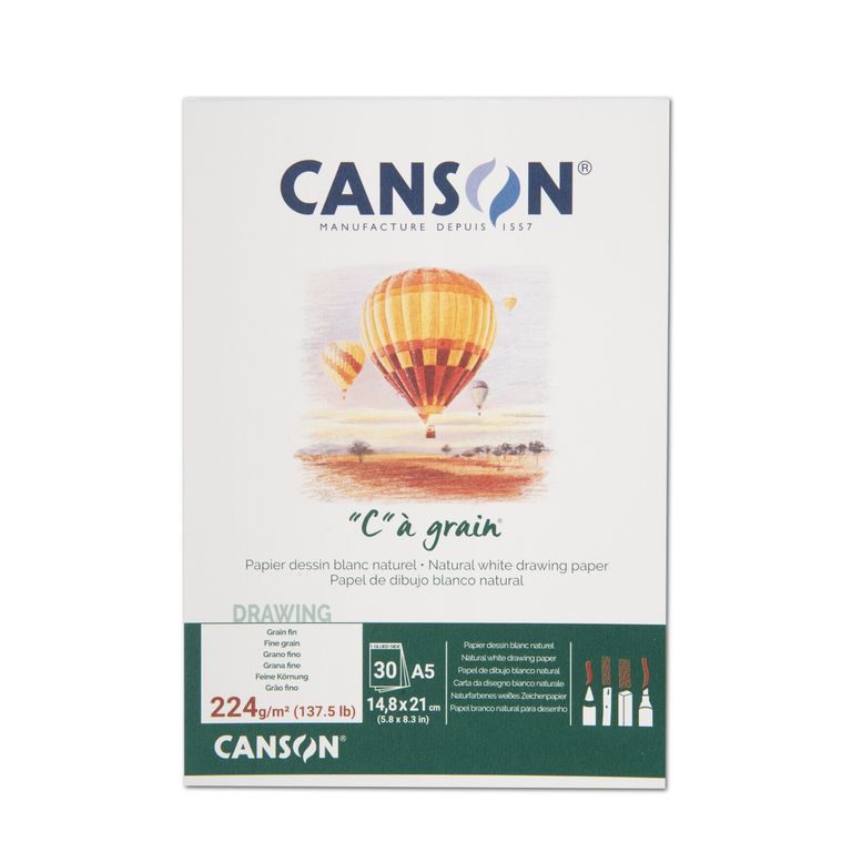 Canson sketch pad "C" á grain 30 sheets A5 224 g/m²