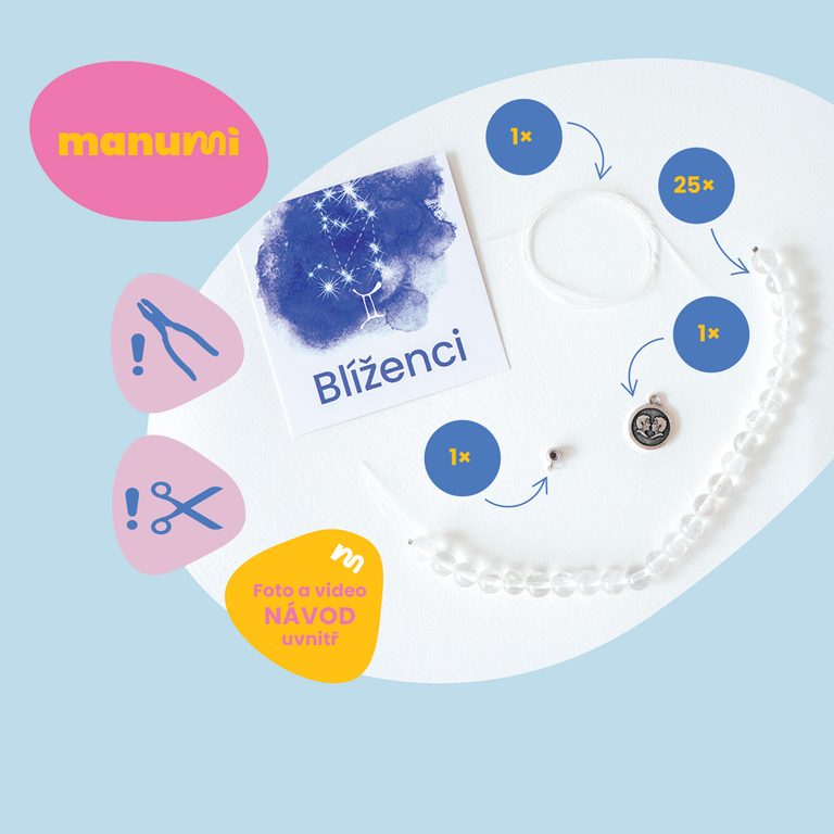 Manumi kreatívna sada na výrobu náramku z minerálov so znamením zverokruhu Blíženci