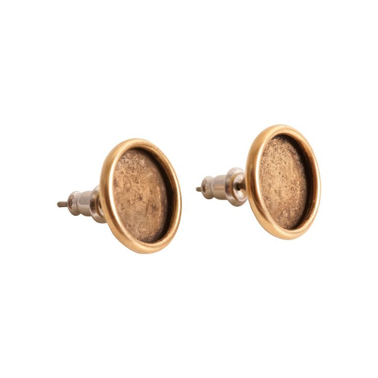 Nunn Design ear posts with round settings 13,5mm gold-plated