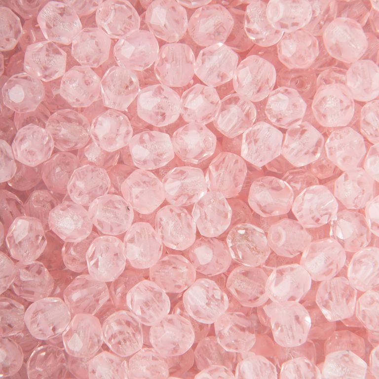 Glass fire polished beads 4mm Light Rosa