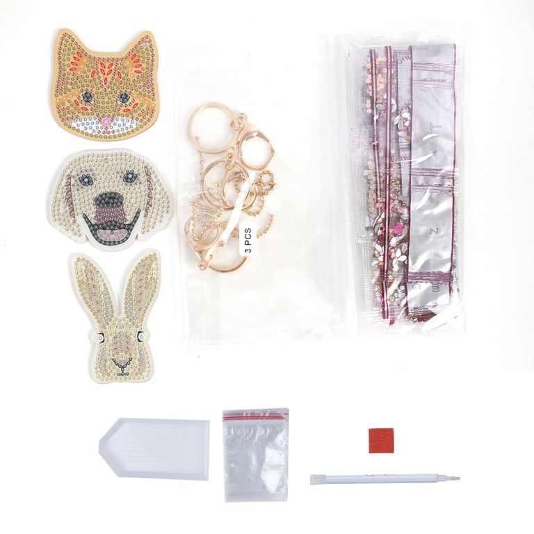 Diamond painting keyring kit pets