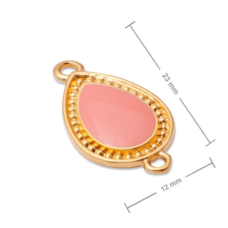 Manumi connector pink drop in decorative frame 23x12mm gold-plated