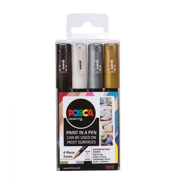 POSCA set markere 1M culori acrilice mix 4buc