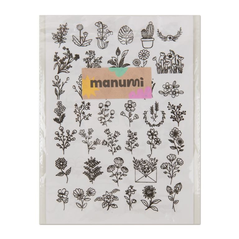 Manumi water-soluble embroidery base with flower and alphabet motifs