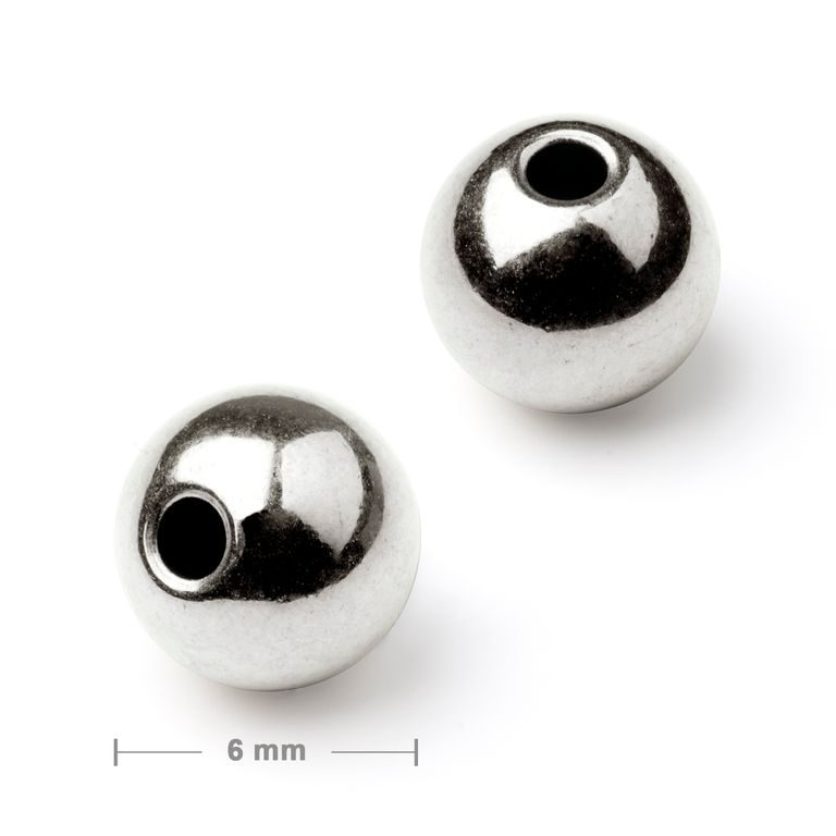 Metal hollow spacer bead 6 mm silver