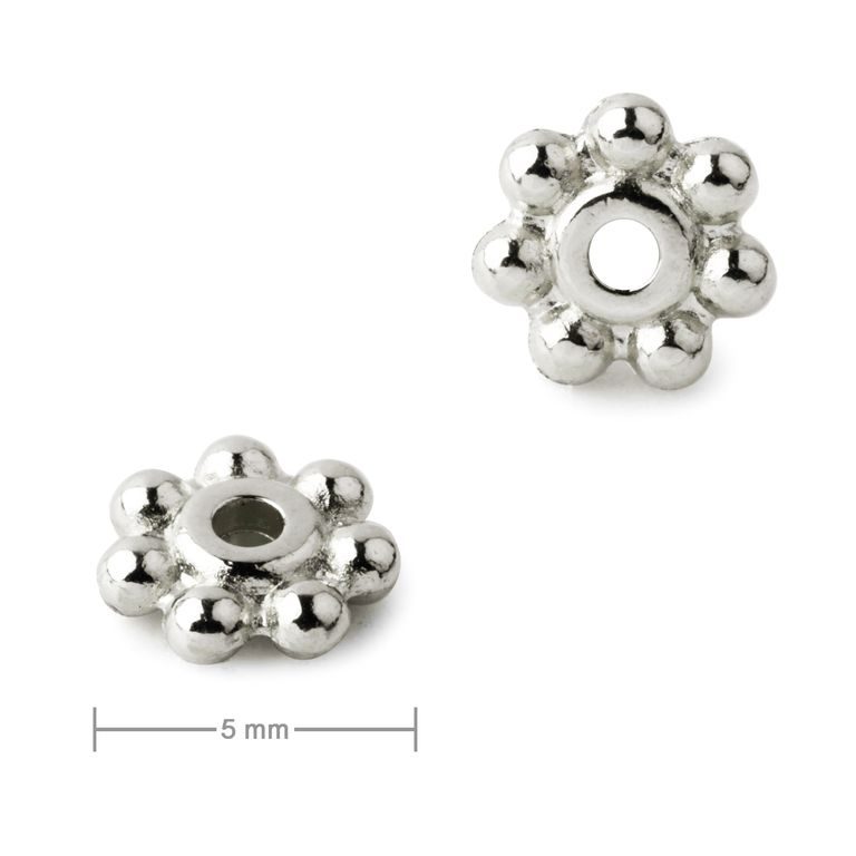 Metal bead spacer flower 5 mm platinum