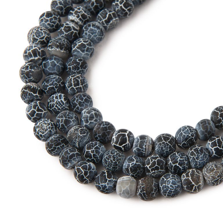 Crackle Black Agate beads matte 6mm