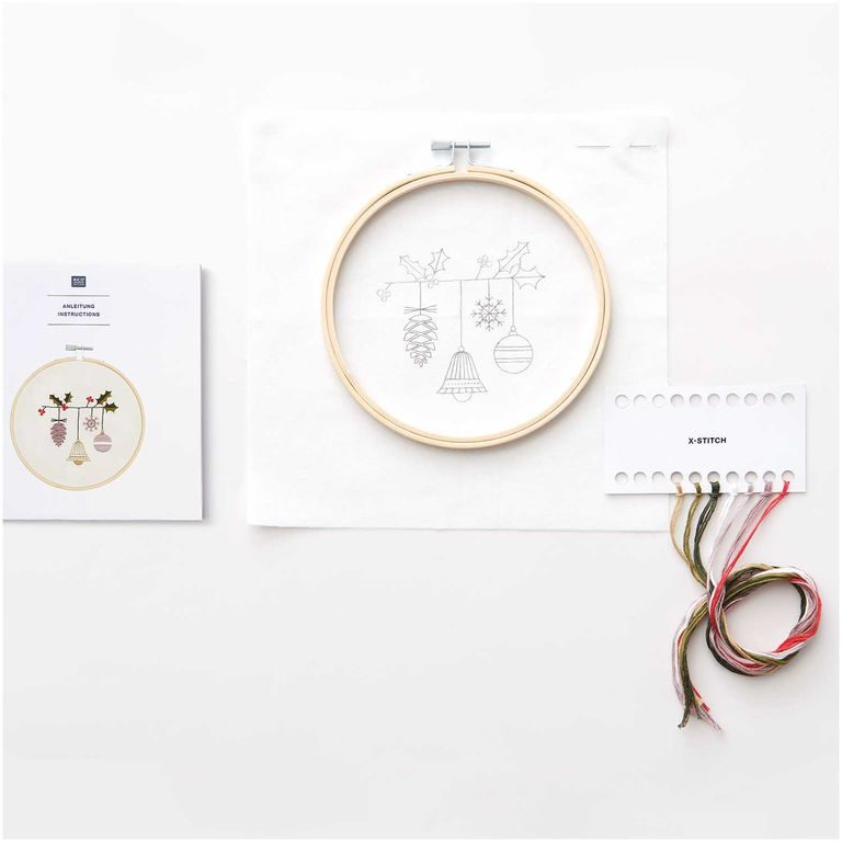 Embroidery kit for a decoration with a Christmas motif