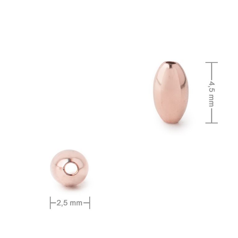 Kovový korálik ryža 4,5 mm rose gold