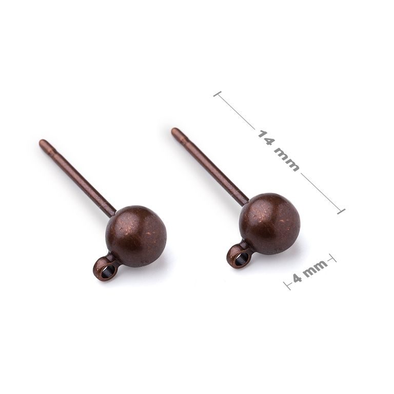 Ball ear posts 4mm antique copper