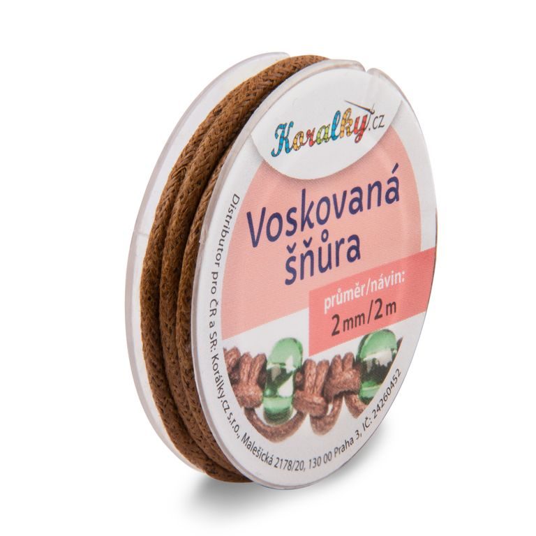 Voskovaná šňůra 2mm/2m světle hnědá