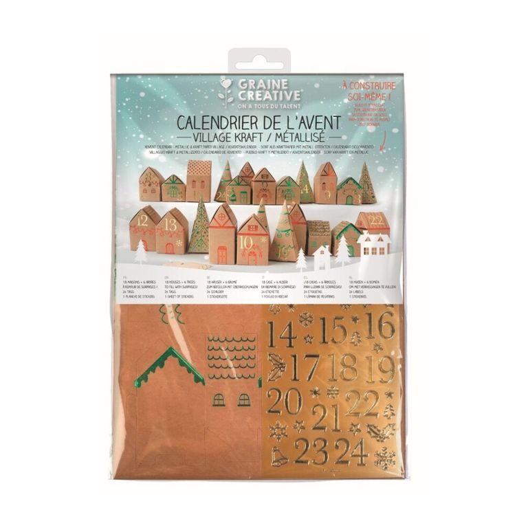 Sada na výrobu adventního kalendáře vánoční vesnička kraftová