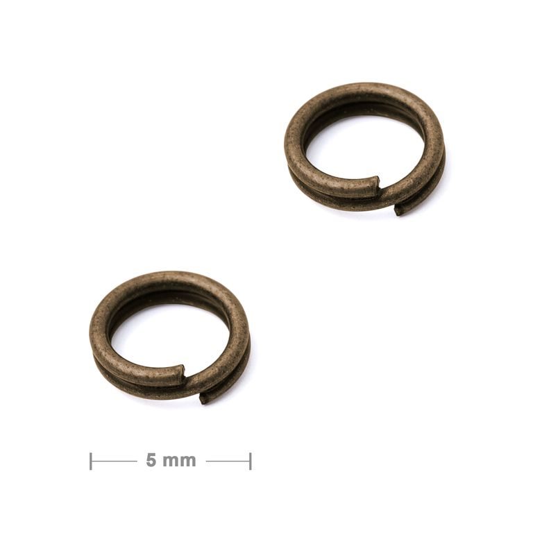 Double jump ring 5mm antique brass