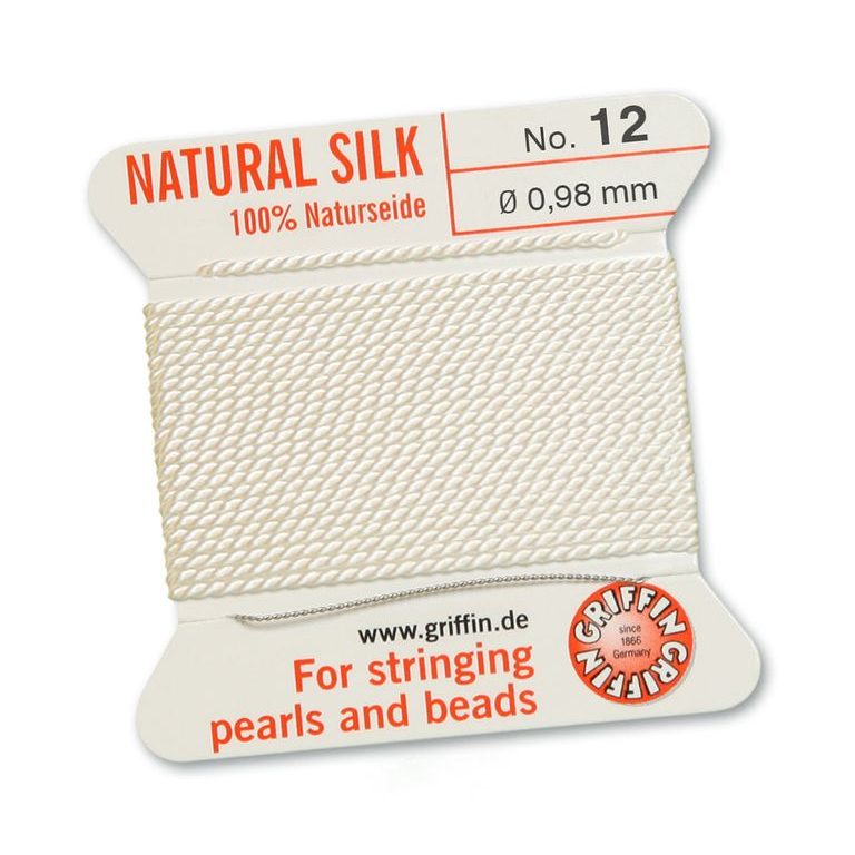 Silk thread with needle 0.98mm/2m white