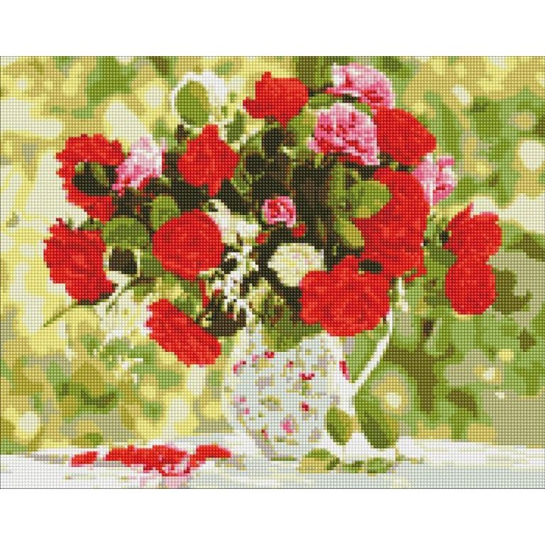 Diamantové maľovanie obraz vázy plnej kvetov 40x50cm